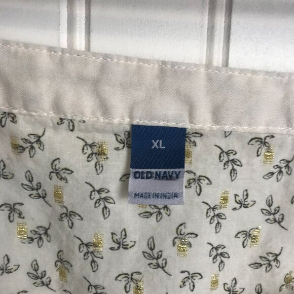Old Navy Ivory Gold Square Neck Button Down Balloon Sleeve G17 - Picture 2 of 6